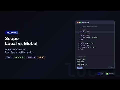 Learn Lua in Neovim: Variable Scope — local Keyword, Block Scope & Always Use Local | Episode 14