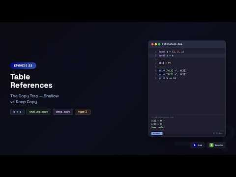 Learn Lua in Neovim: Table References vs Copies — The Copy Trap, Shallow & Deep Copy | Episode 22
