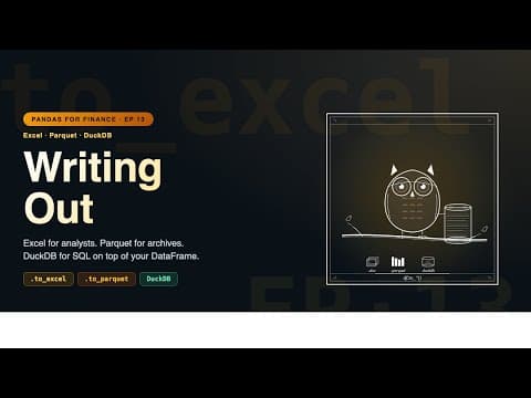 Pandas for Finance: Writing Out: Excel, Parquet, DuckDB — One Pipeline, Four Formats