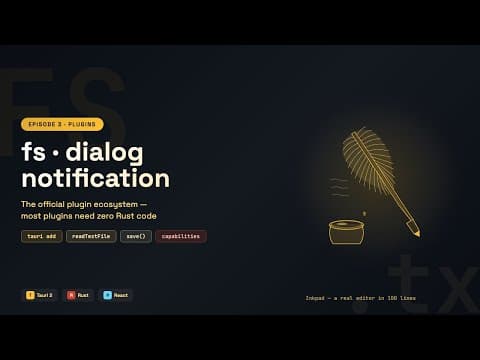 Tauri 2 Plugins: fs · dialog · notification — Build a Real Editor in 100 Lines | Ep3