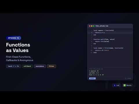 Learn Lua in Neovim: First-Class Functions — Store, Pass & Filter with Functions | Episode 15