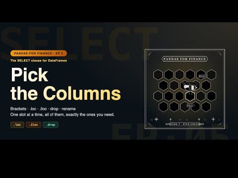 Pandas for Finance: Pick Tickers and Columns: Brackets, .loc, .iloc, drop, rename