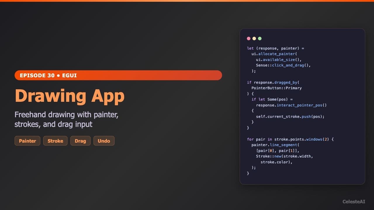 Drawing App in Rust egui — Painter, Strokes & Undo | Learn egui Ep30