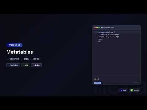 Lua with Neovim: Metatables — __tostring, __add, __eq, __index & Custom Table Behavior | Episode 29