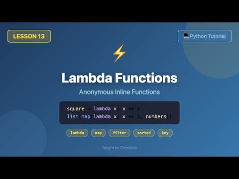 Lambda Functions (map, filter, sorted, anonymous functions) - Python Tutorial for Beginners #13