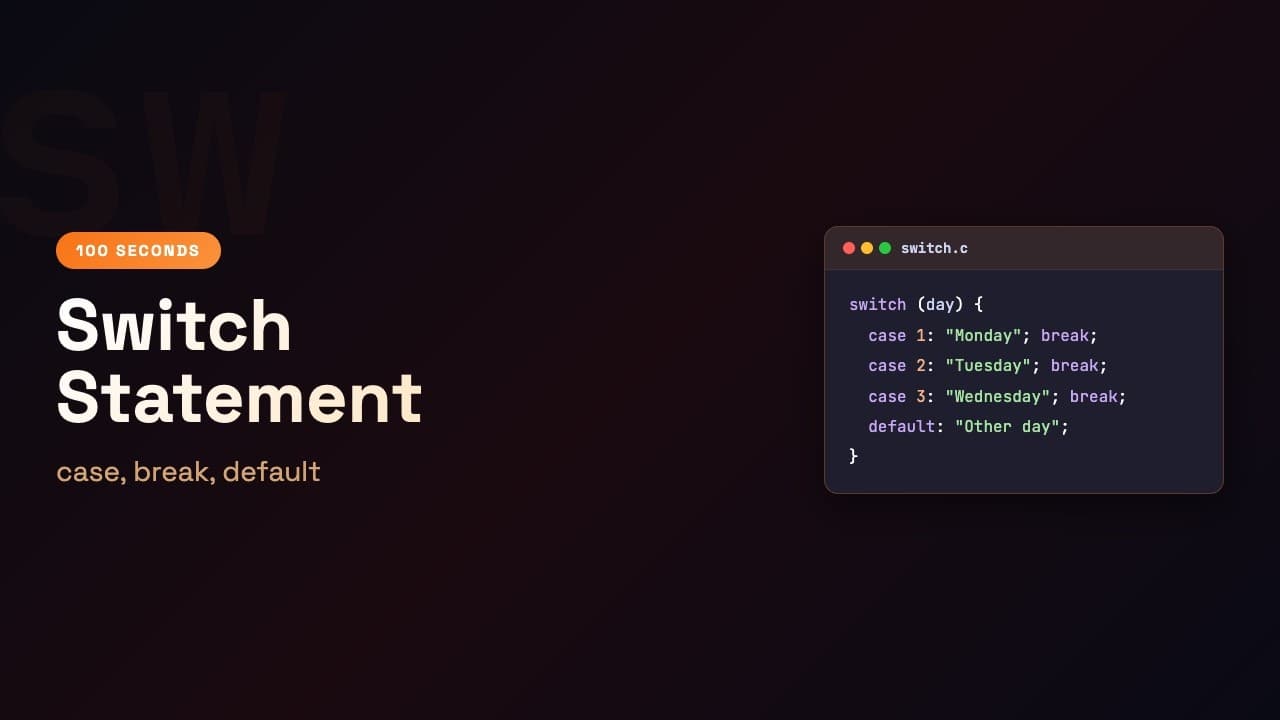 C in 100 Seconds: Switch Statement | Episode 6