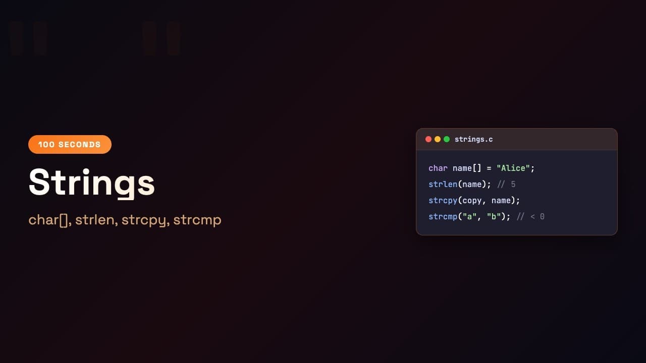 C in 100 Seconds: Strings | Episode 11