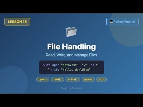 File Handling (read, write, append, context manager, pathlib) - Python Tutorial for Beginners #15