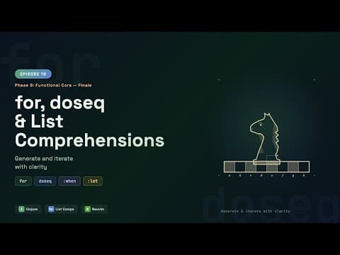 Clojure for Beginners: Clojure `for`, `doseq` & List Comprehensions — Generate and Iterate with Clarity