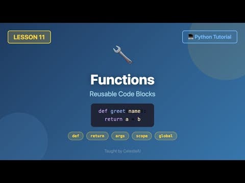 Python Functions Tutorial - def, return, scope, keyword arguments | Beginner #11