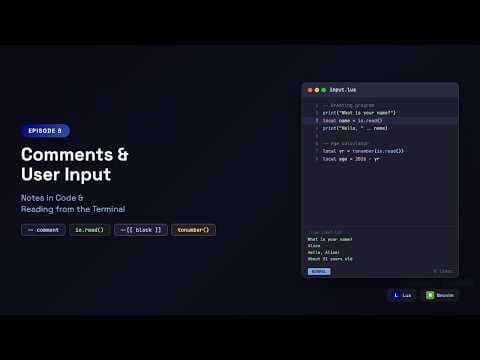 Learn Lua in Neovim: Comments & User Input — io.read() & tonumber() | Episode 6