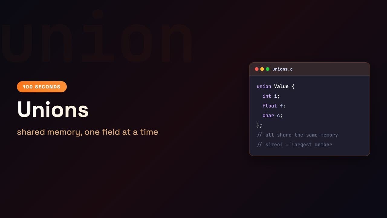 C in 100 Seconds: Unions — Shared Memory | Episode 25
