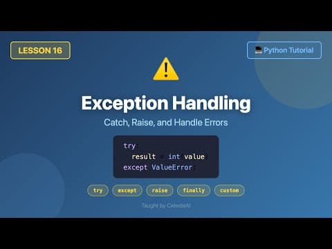Exception Handling (try, except, raise, finally, custom exceptions) - Python Tutorial #16