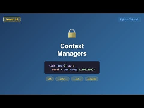 Python Context Managers Explained - with Statement, __enter__, __exit__ & contextlib | Tutorial #25