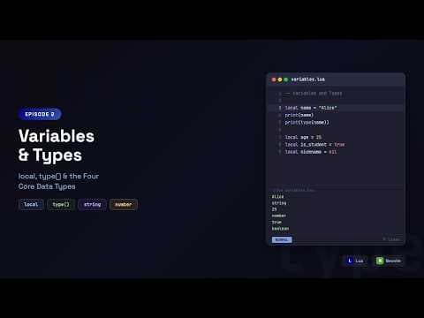 Learn Lua in Neovim: Variables and Types — local, type() & Nil | Episode 2