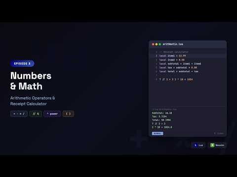 Learn Lua in Neovim: Numbers and Arithmetic — Operators & Receipt Calculator | Episode 3