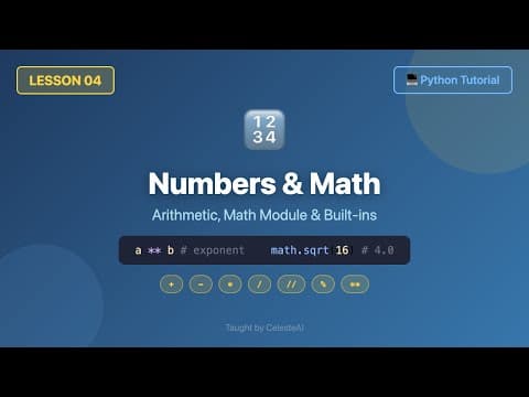 Python Tutorial for Beginners #4 - Numbers & Math (All 7 Operators, Math Module, Built-ins)