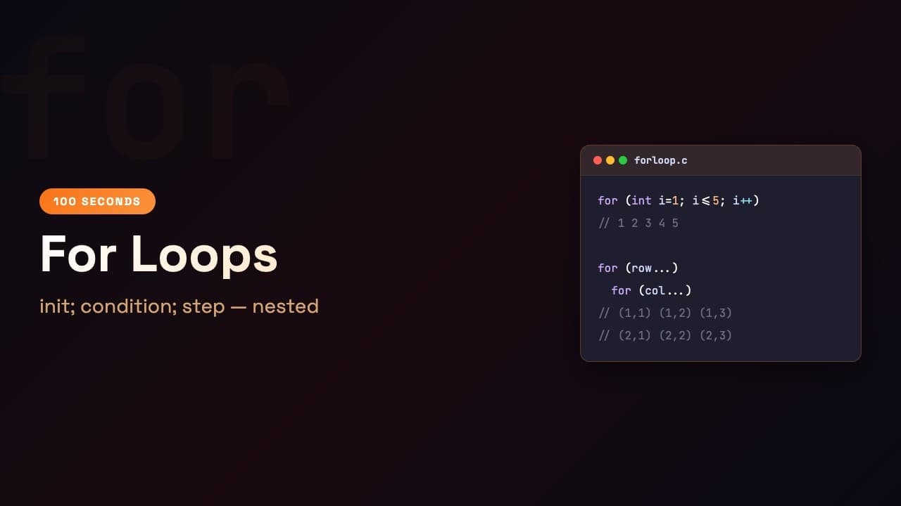 C in 100 Seconds: For Loops | Episode 8