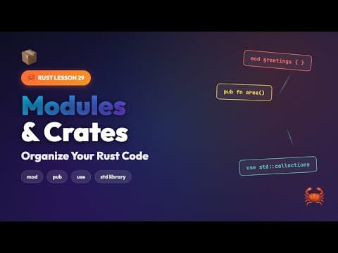 Rust Modules & Crates Tutorial | Organize Your Rust Code with mod, pub, use | Rust for Beginners #29