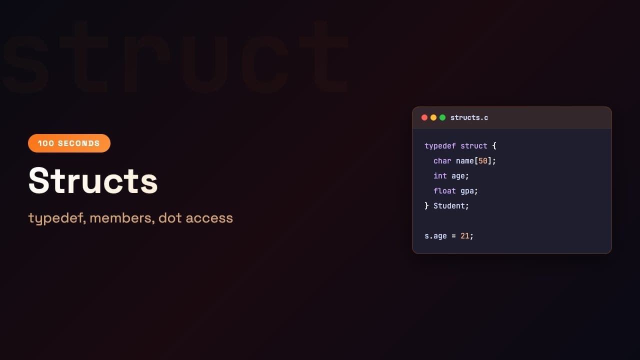 C in 100 Seconds: Structs — Group Your Data | Episode 23