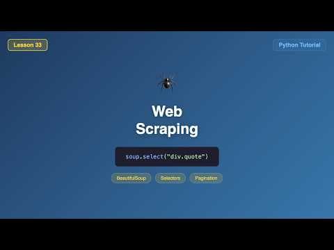 Web Scraping (BeautifulSoup, Selectors, Pagination) - Python Tutorial for Beginners #33