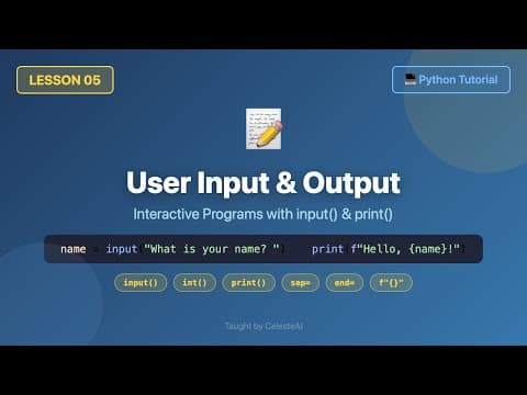 Python Tutorial for Beginners #5 - User Input & Output (input(), print(), Mini Project)