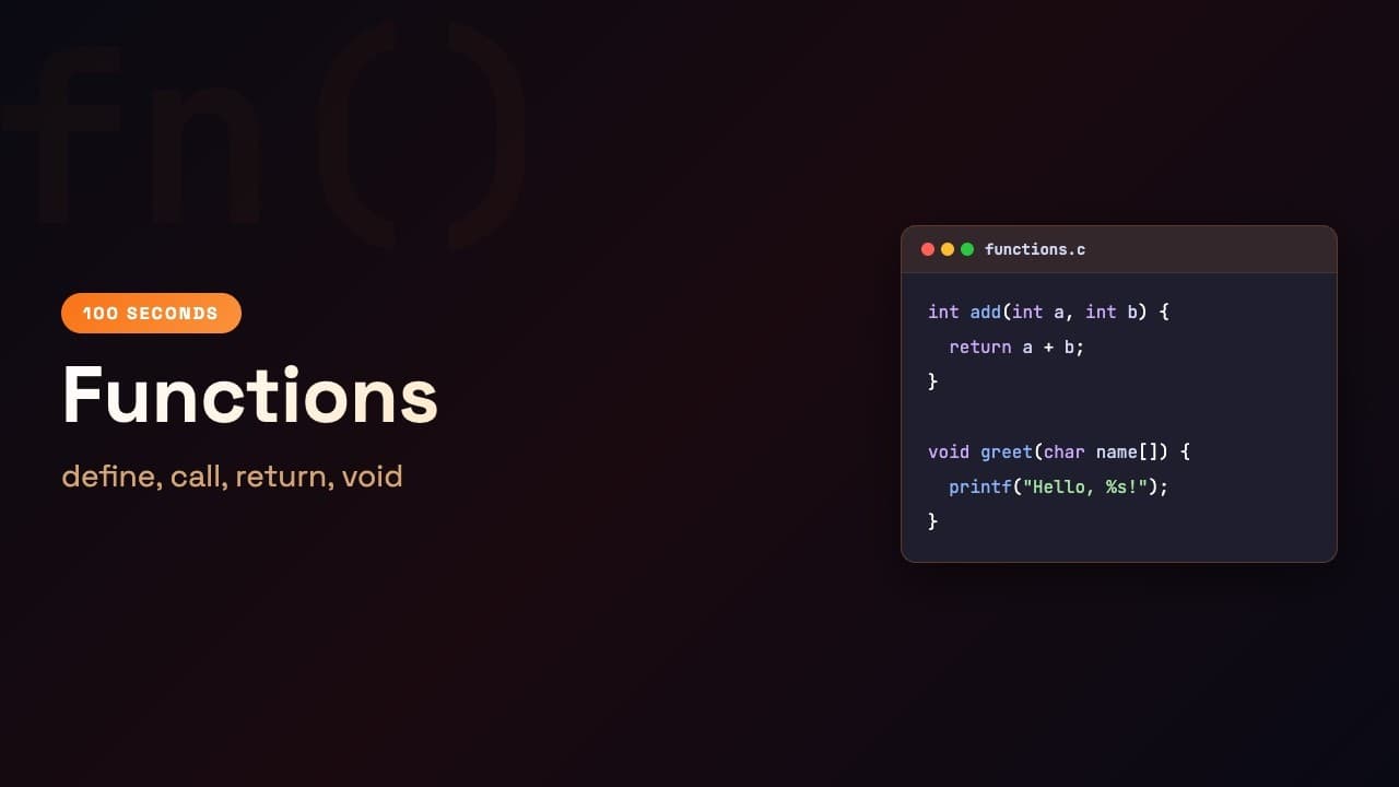 C in 100 Seconds: Functions | Episode 9
