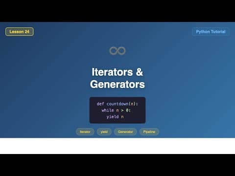 Iterators & Generators (yield, Lazy Evaluation, Data Pipelines) - Python Tutorial for Beginners #24